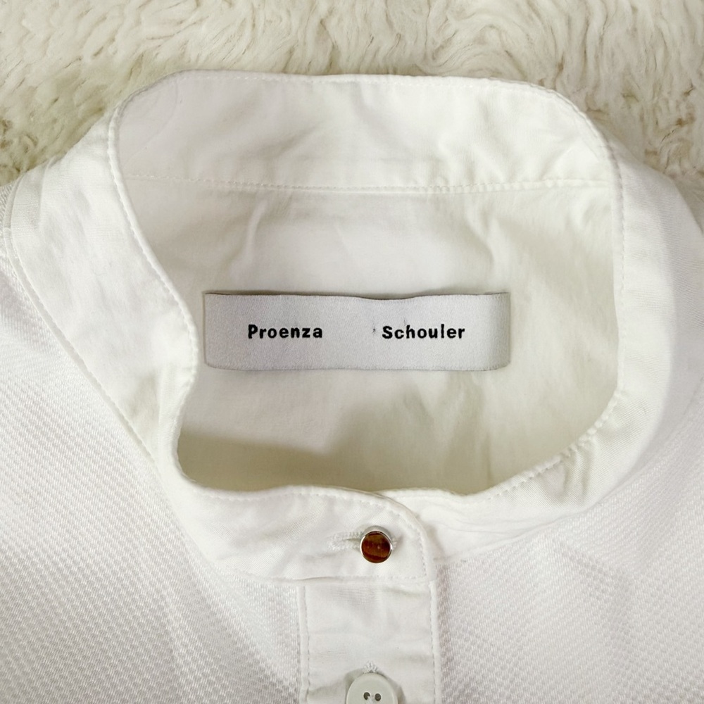 Proenza Shouler Woman White Mandarin Collar Sleeveless Dress US4 Luxury Minimal - Picture 7 of 11